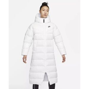 Nike Women's White Sportswear City Quilted Longline Down Parka Size 2XL XXL